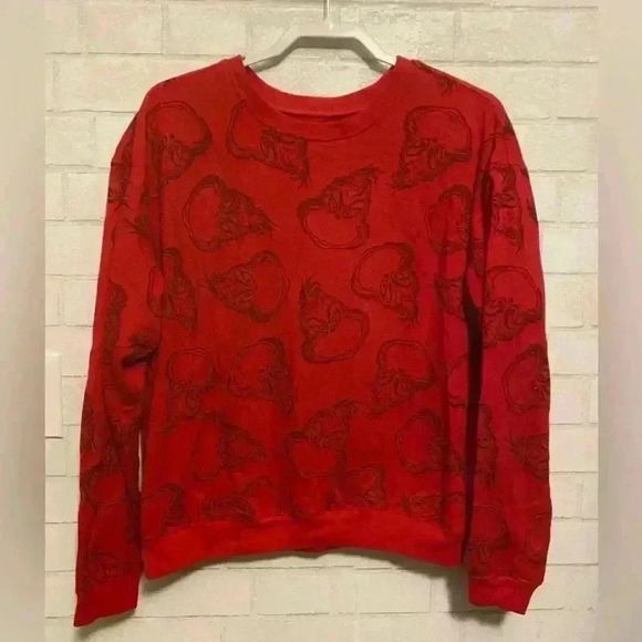 Dr Seuss The Grinch All Over Print Pullover Sweater - Red -  Women's Size XL - Picture 1 of 3